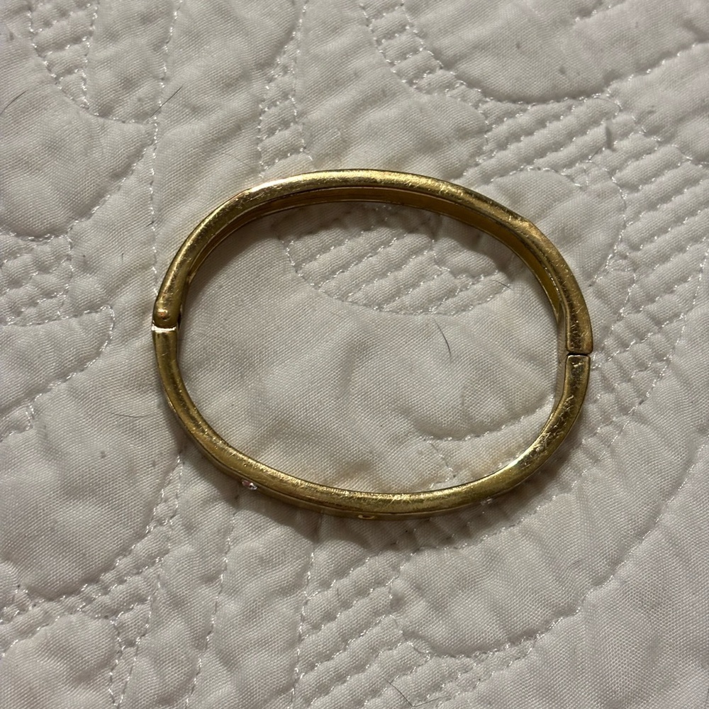 Gold Tone Bangle Bracelet with Accent Stones - Women's Jewelry - Picture 4 of 6